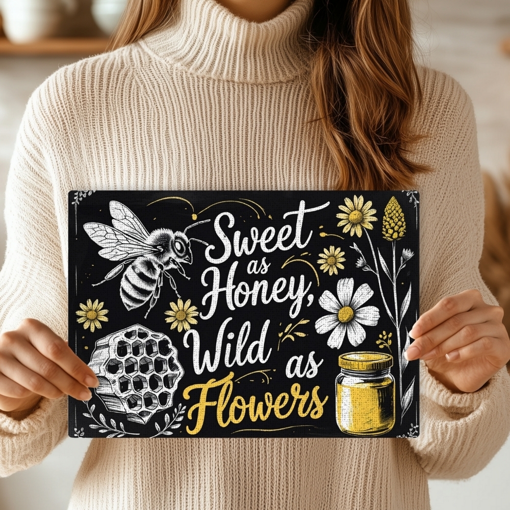 Bee and Honeycomb  Chalk Board Design Glass Cutting Board Size 11inx 8in - Picture 3 of 4